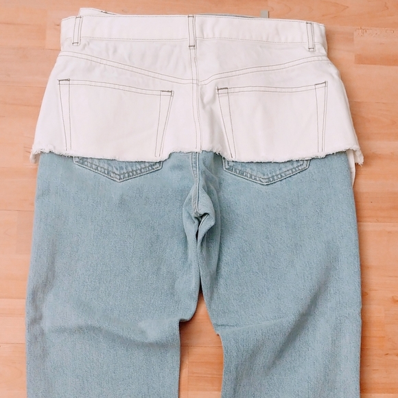 ASOS Straight Leg Jeans with Deconstructed Overlay - Picture 7 of 7